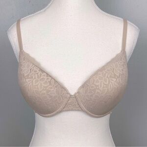 Natori Sheer Glamour Full Fit Contour Underwire beige bra, 34D.